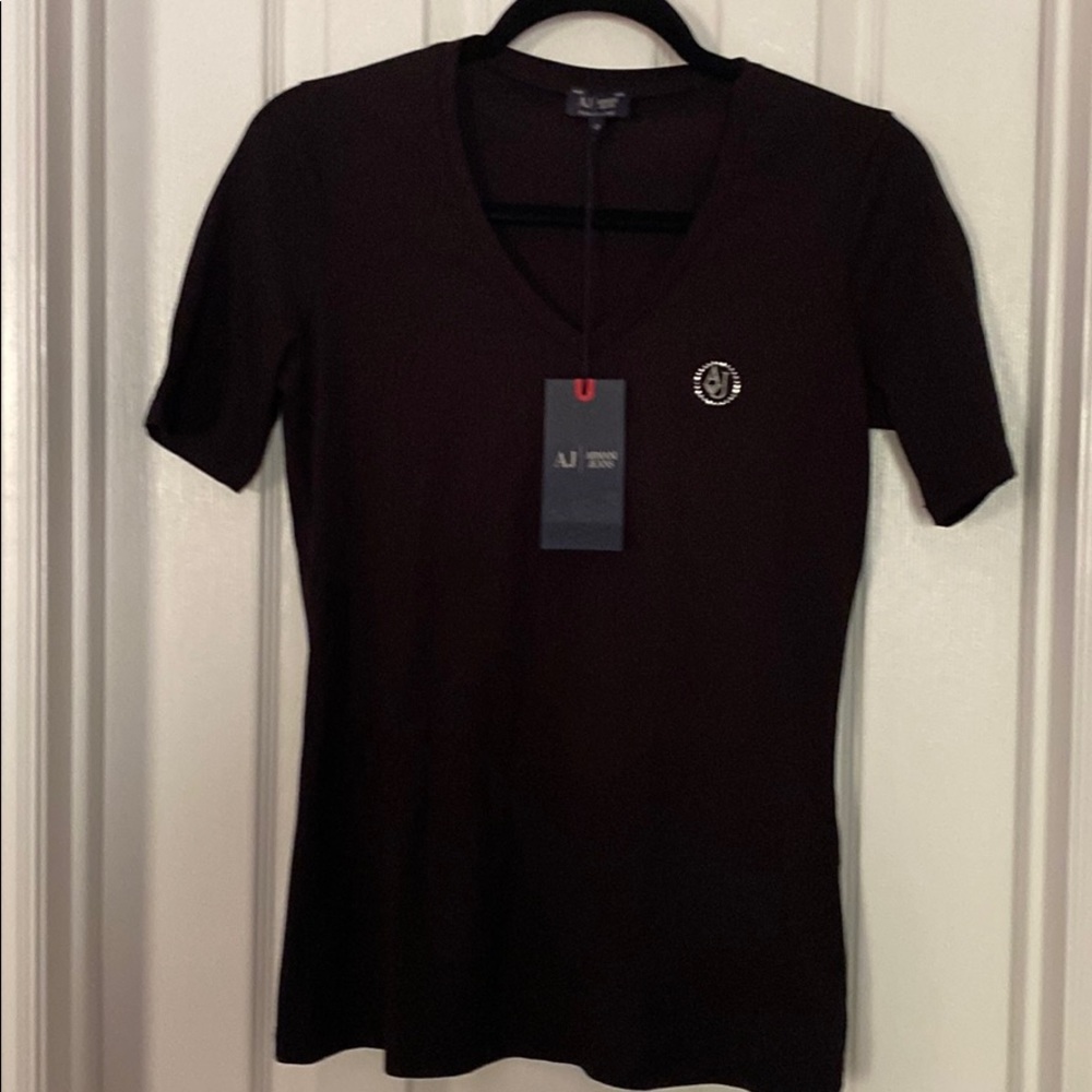 Armani Jeans Women's Black V-neck T